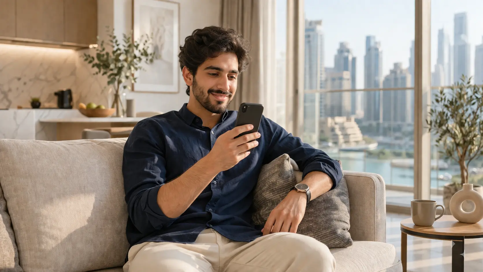 VisaPic photographer arriving at a Dubai home for an at-home passport and ID photo session